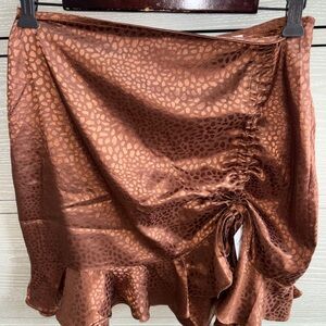 She + Sky Brown Textured Mini Skirt